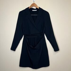 Abercrombie & Fitch Black Wrap-front Cutout Blazer Dress